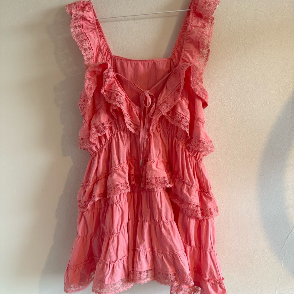 Pink Ruffled Dress Romper - Picture 4 of 9